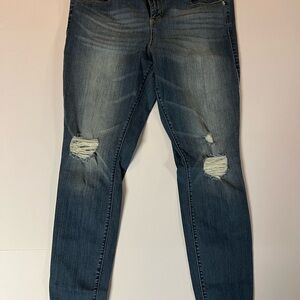 Torrid Blue Skinny Jeans with Distressed Details